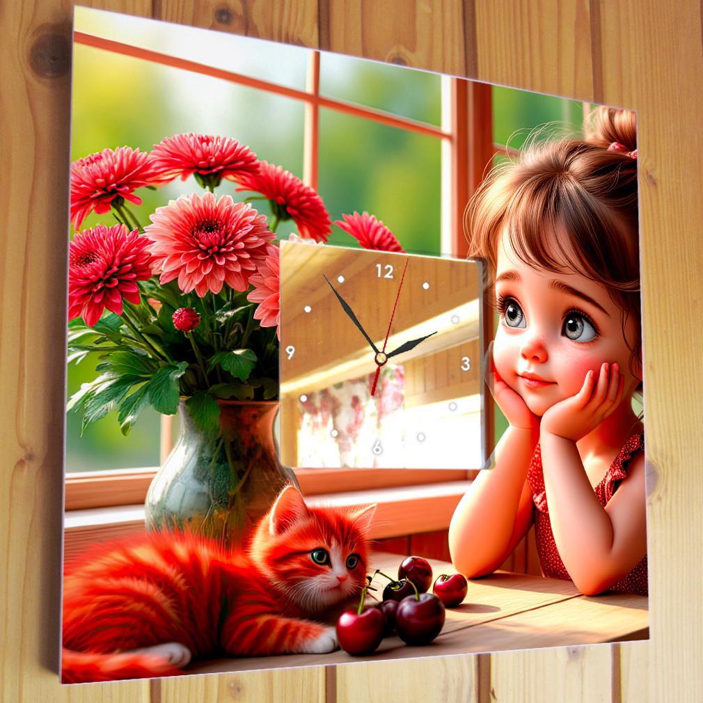 Часы Девочка и лето 260x260 мм (C04659) - фото 2 Часы Девочка и лето 260x260 мм (C04659) - фото 2