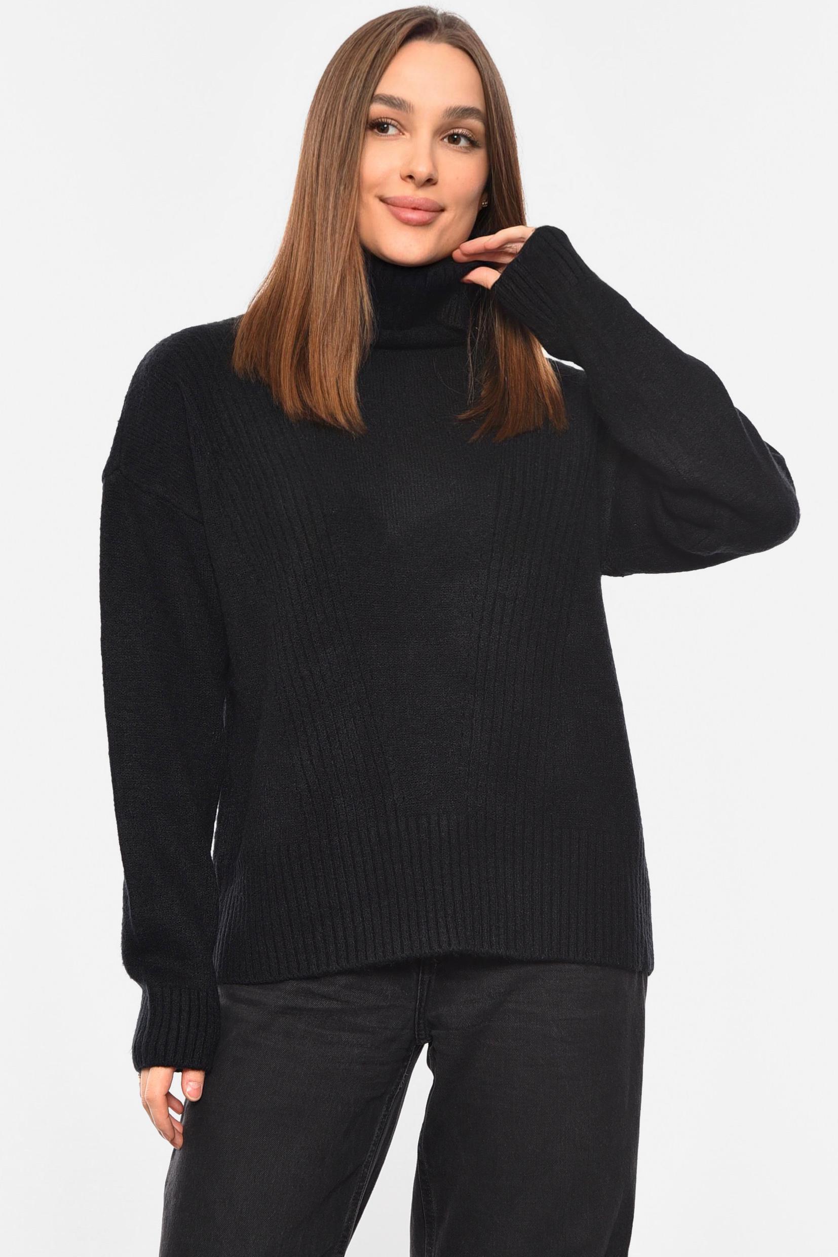 Свитер женский 193996 ангора полубатальный 2XL Черный (193996_!278959_50)