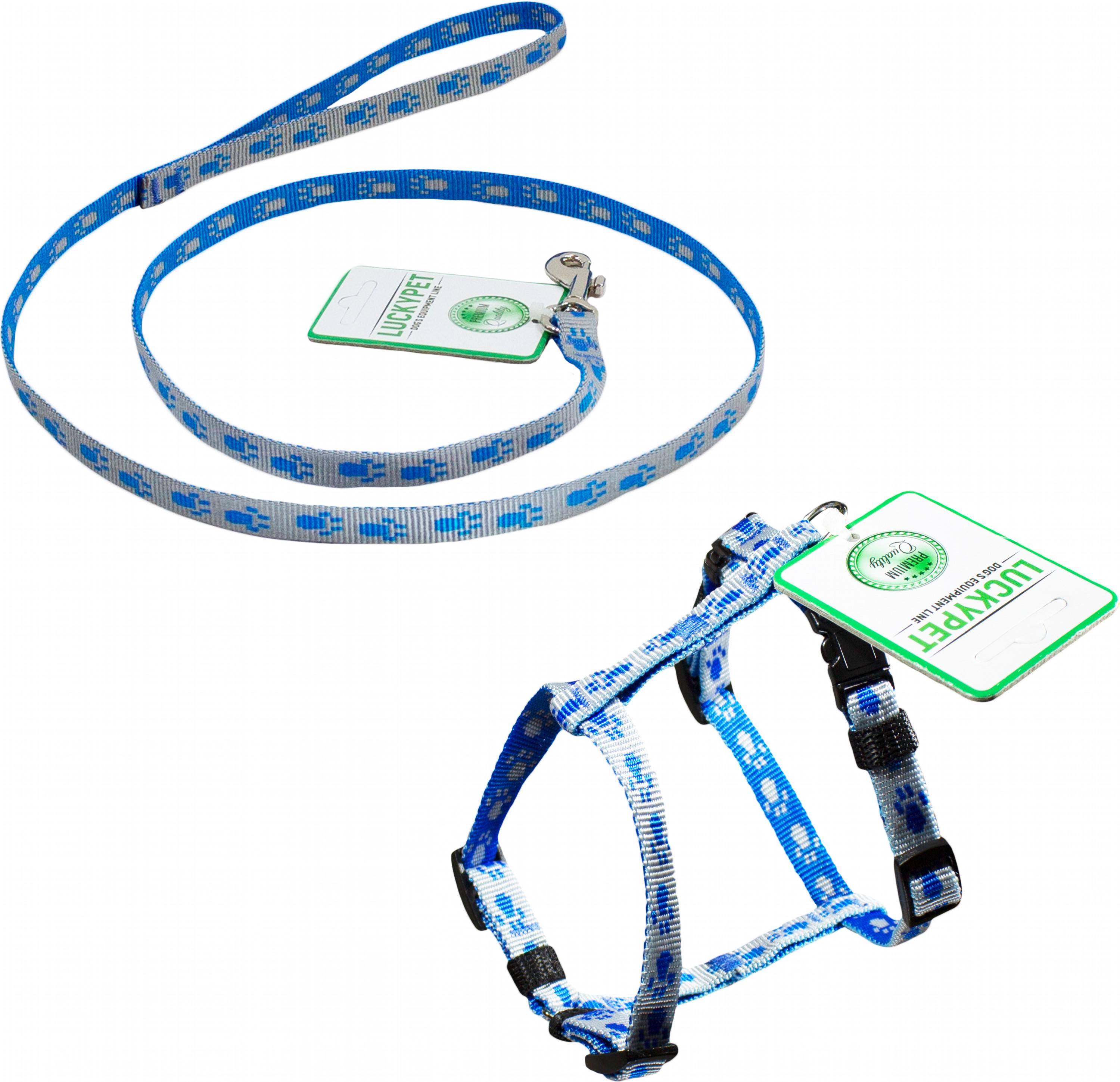 Комплект капроновый Lucky Pet Лапки Н-образный 1/22-32/24-38 см Серый/Голубой (4820268550132)