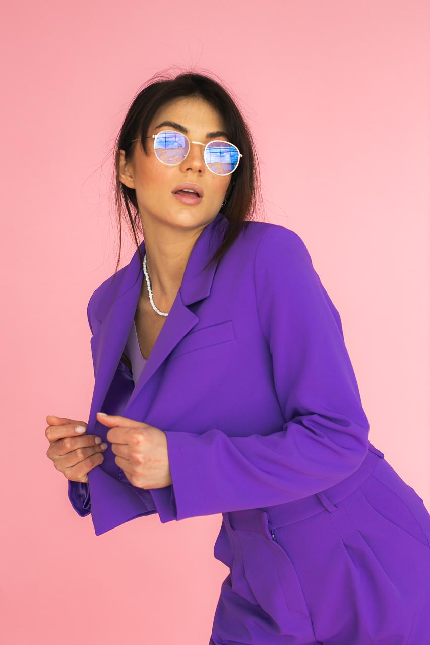 Жакет укороченого фасону QU STYLE XS/S Фіолетовий (9528588) - фото 5 Жакет укороченого фасону QU STYLE XS/S Фіолетовий (9528588) - фото 5