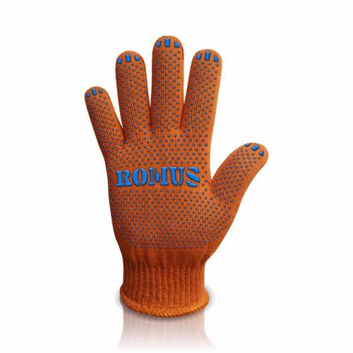Рукавички трикотажні з ПВХ вкрапленням Romus 3-нитка 2 шт. Помаранчевий (8312R)