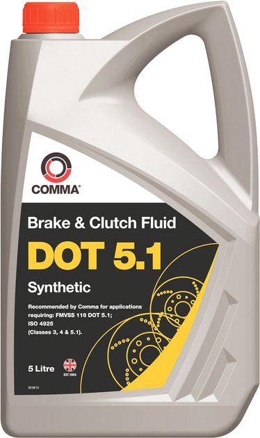 Автомобильная тормозная жидкость COMMA DOT 5.1 BRAKE FLUID для систем ABS 5 л (BF55L)