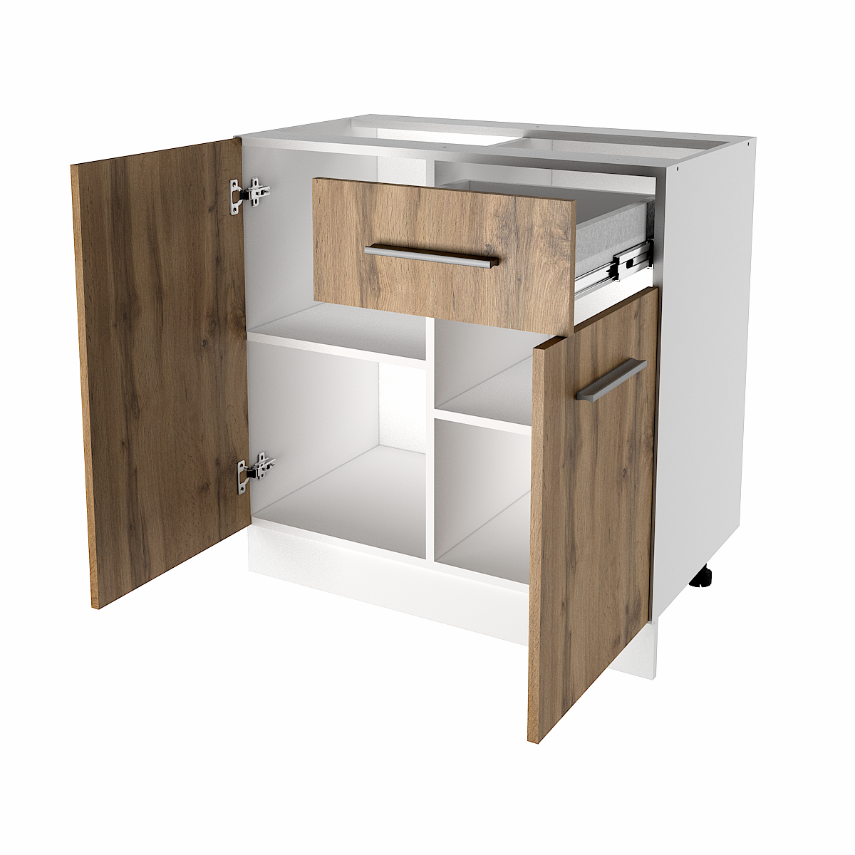 Тумба кухонна Н-12 нижня з полицями та шухлядою без стільниці 800 мм - фото 2