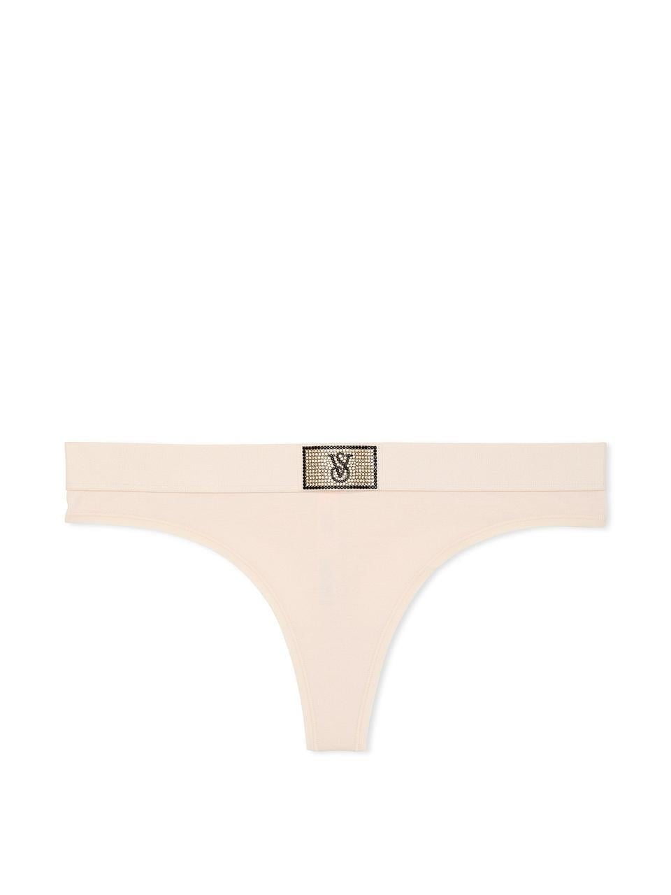 Трусики стринги женские Victoria's Secret Cotton Shine Patch L Бежевый (154100516309)