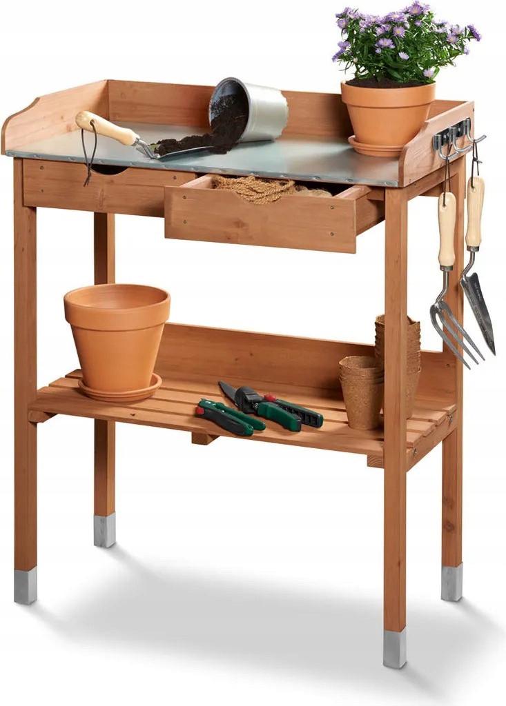Столик садовый PARKSIDE с деревянной столешницей для цветов и растений