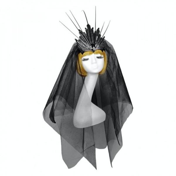 Декор на Хэллоуин Seta Корона Сияние с фатой (18-1046BLK)