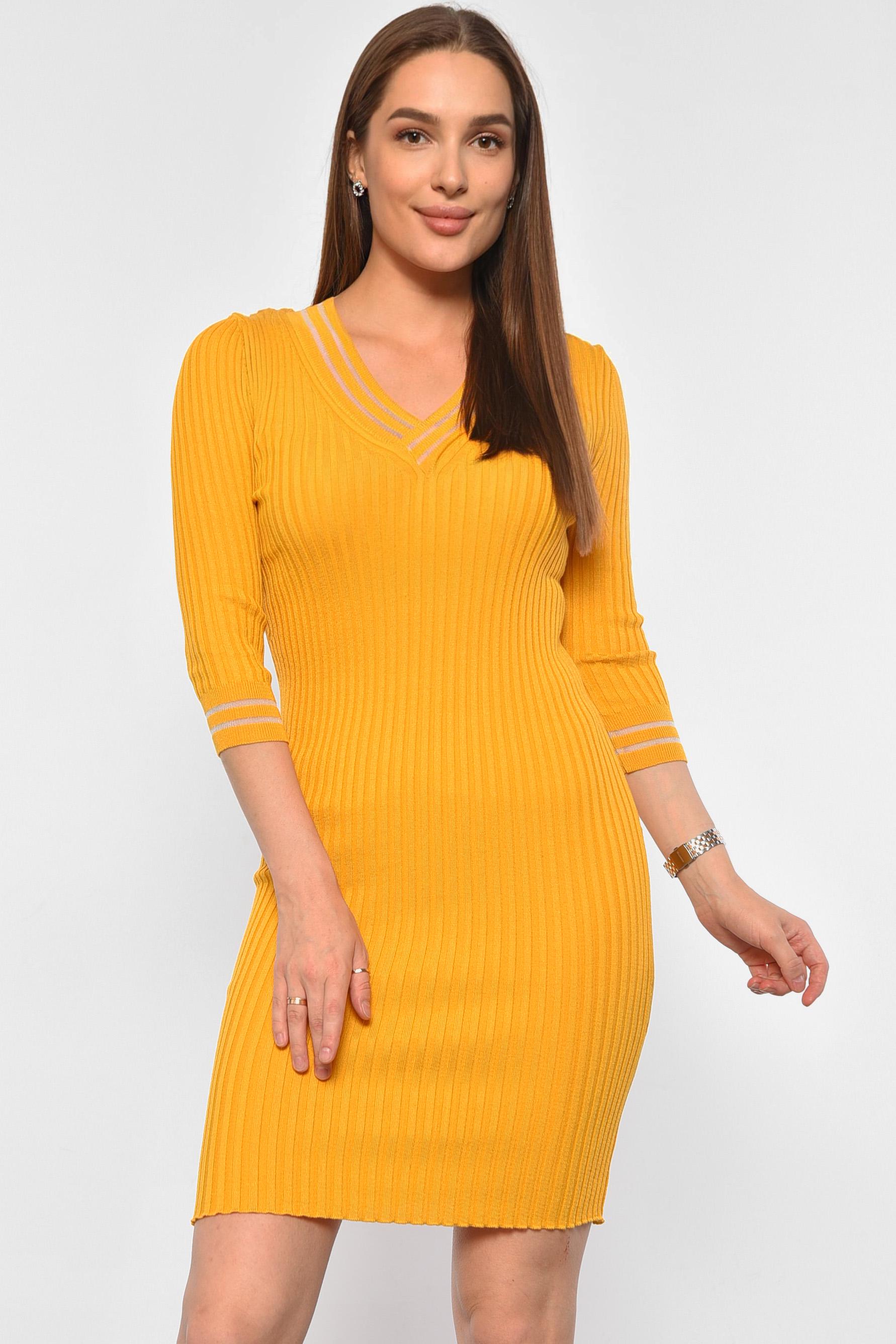 Платье женское трикотажное р. 42-46 Горчичный (187995)