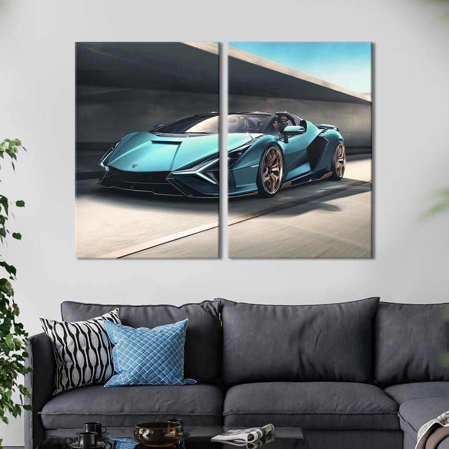 Картина на холсте Изысканный автомобиль Lamborghini Sian Roadster 71x51 см (1274-2)