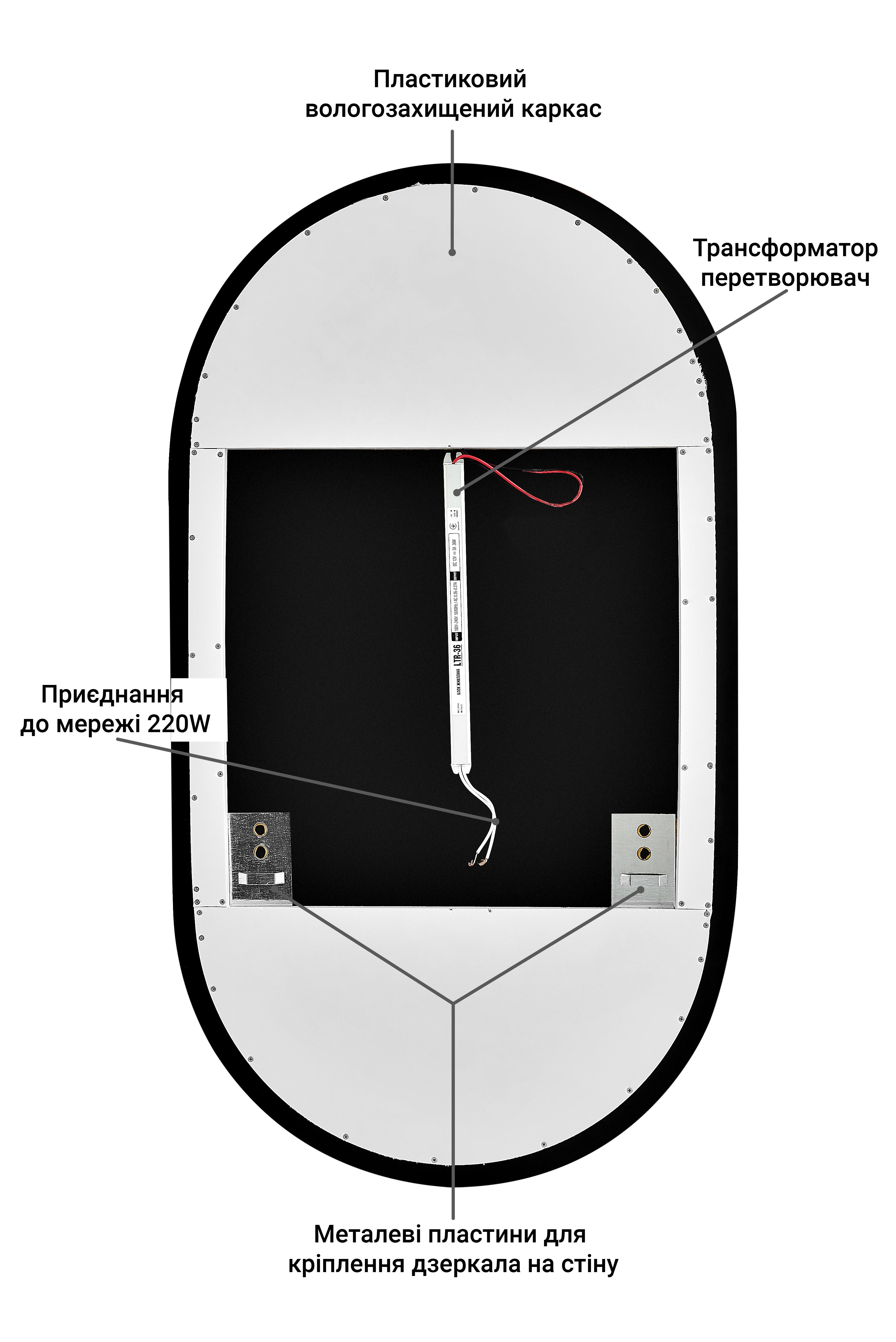 Зеркало с LED подсветкой Global Glass MR-7 600х1000 мм (9574935) - фото 4