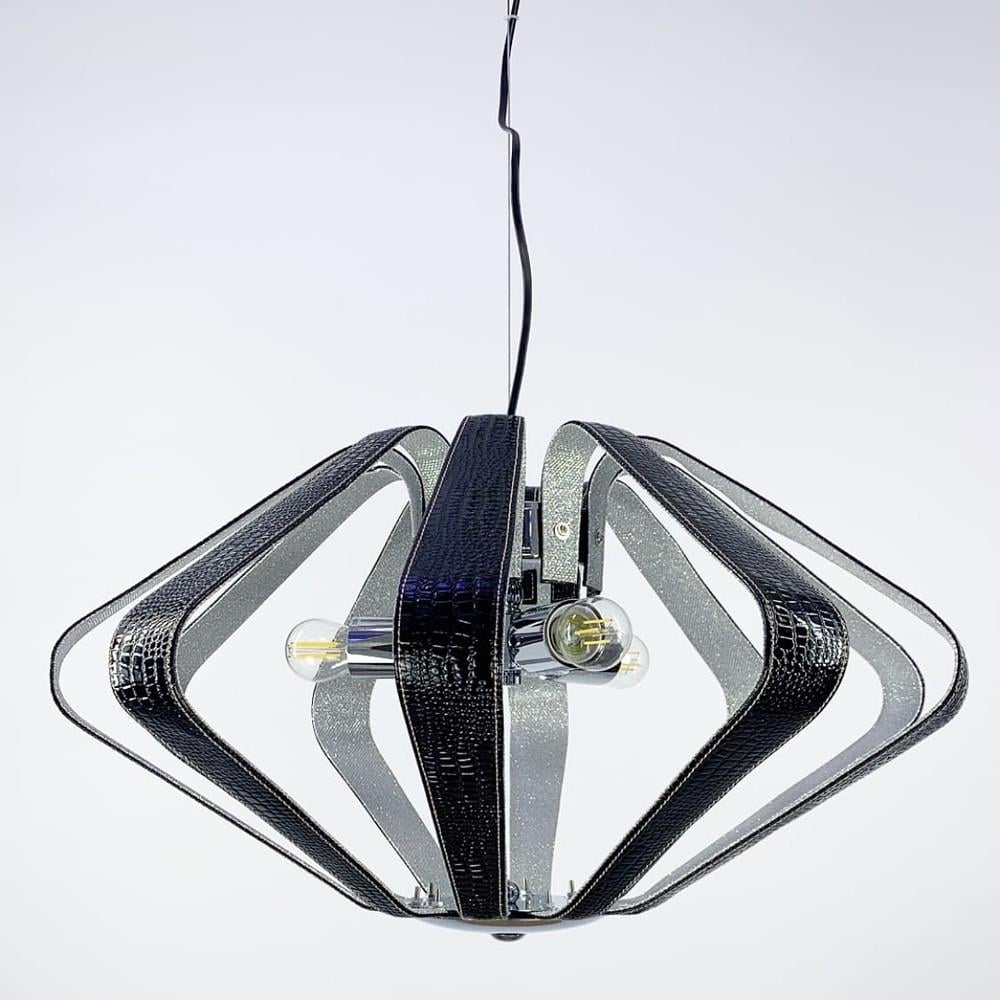 Люстра подвесная Adele с элементами экокожи Black (s 1827/3 bk)