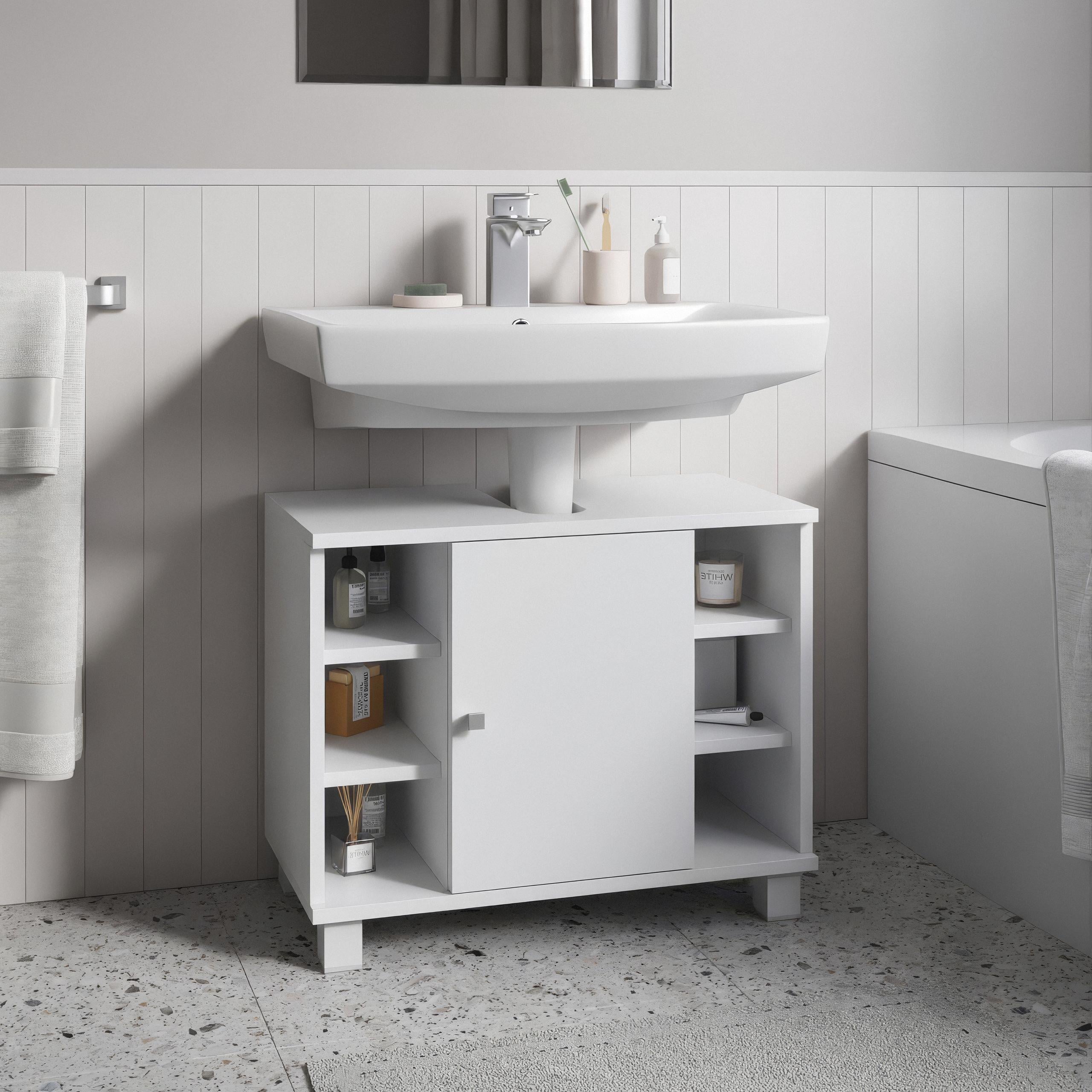 Тумба под умывальник с дверцами и полками F-7 600х320х500 мм Белый