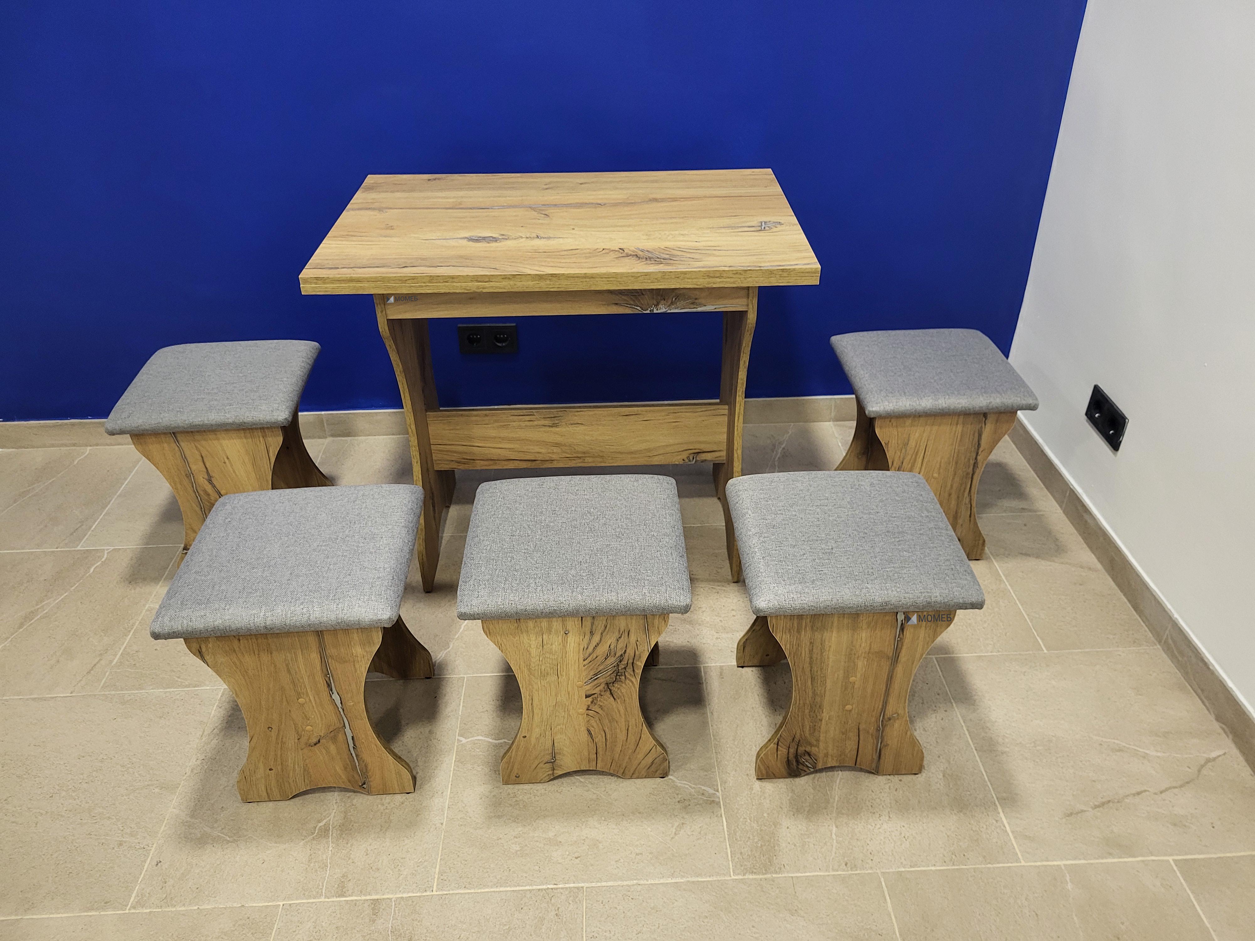 Стіл розкладний та 5 табуреток Сімейний Дуб Флагшток/Сільвер (S5T-DF-S)