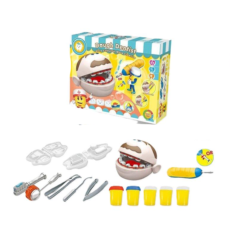 Тесто для лепки Стоматолог ZY 88 бормашина вращающаяся/челюсти человечка/инструменты/5 баночек теста/2 формы для лепки (167265)
