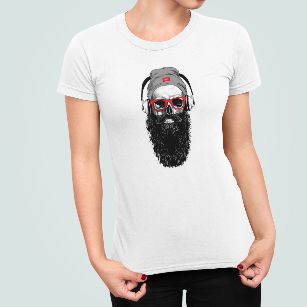 Футболка женская Stedman с принтом Череп Бородач XL Белый (ПН328.1-9)