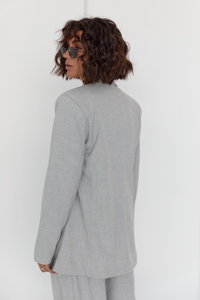 Пиджак однобортный на пуговице M Серый (11686269) - фото 3