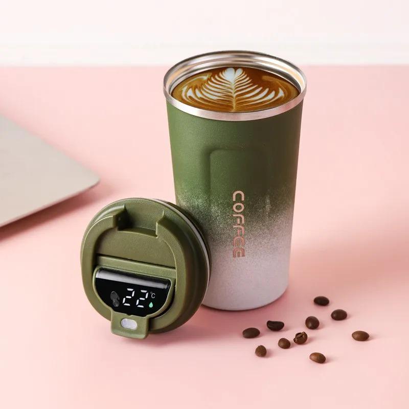 Термокружка с датчиком температуры Gradient Coffee 500 мл Хаки (407059)