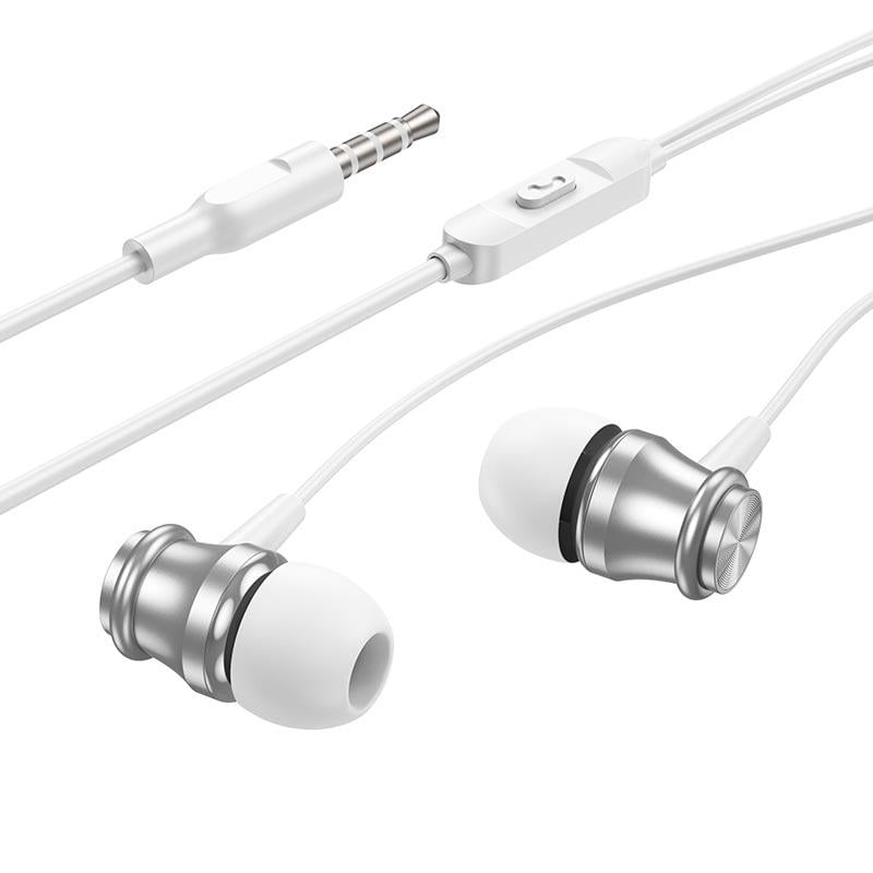 Наушники проводные Borofone Platinum Metal Universal Earphones with microphone BM75 1,2 м White (11169237) - фото 3