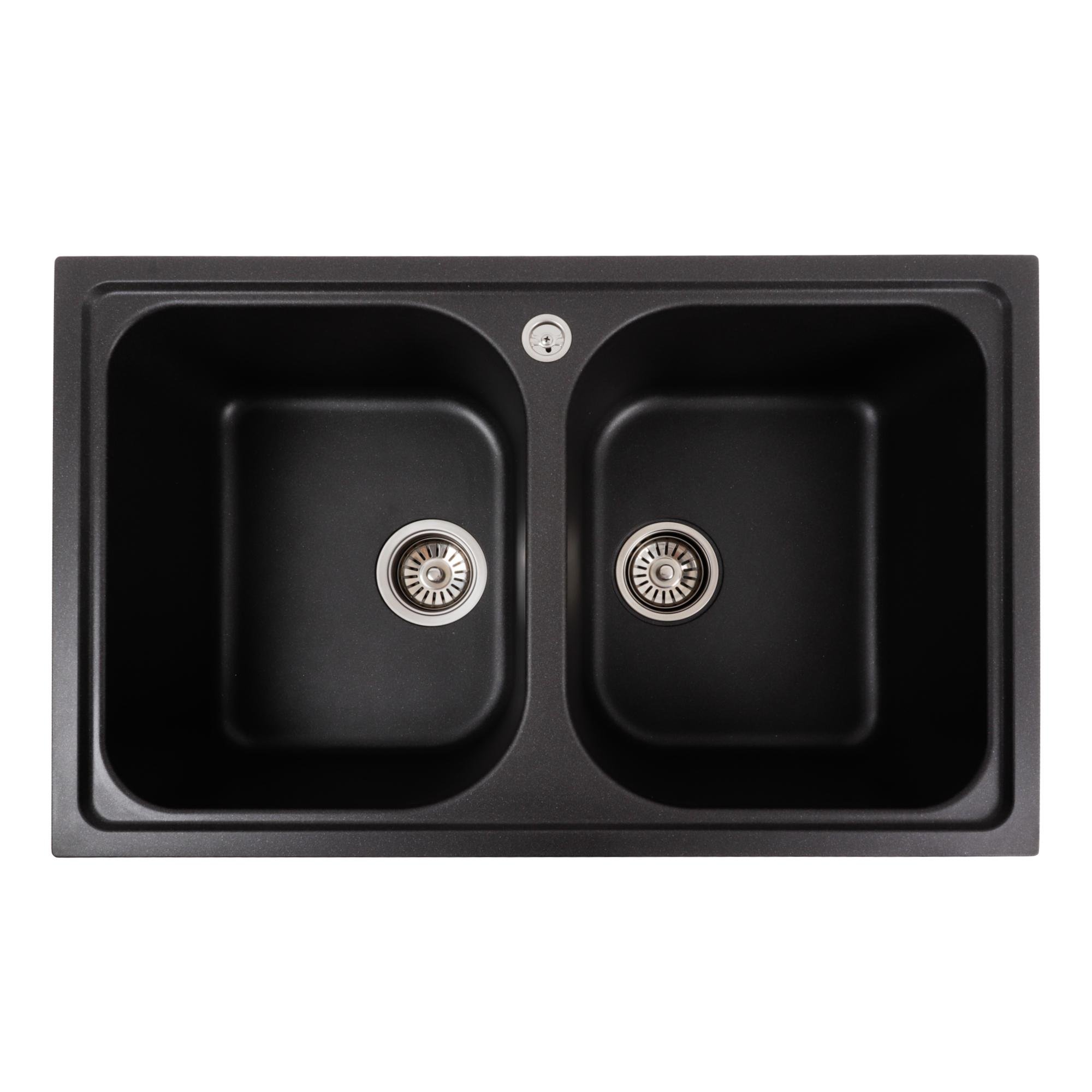 Мойка кухонная Platinum PLS-A41288 две чаши гранитная прямоугольная 785x498 мм Черный (25968510)