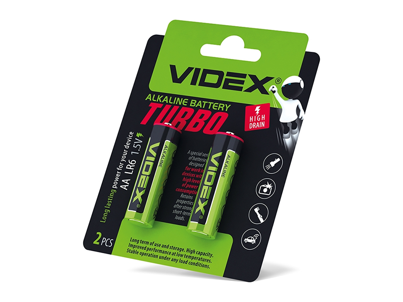Батарейка щелочная Videx АА/LR6 Turbo Blister 2 шт. (6375)