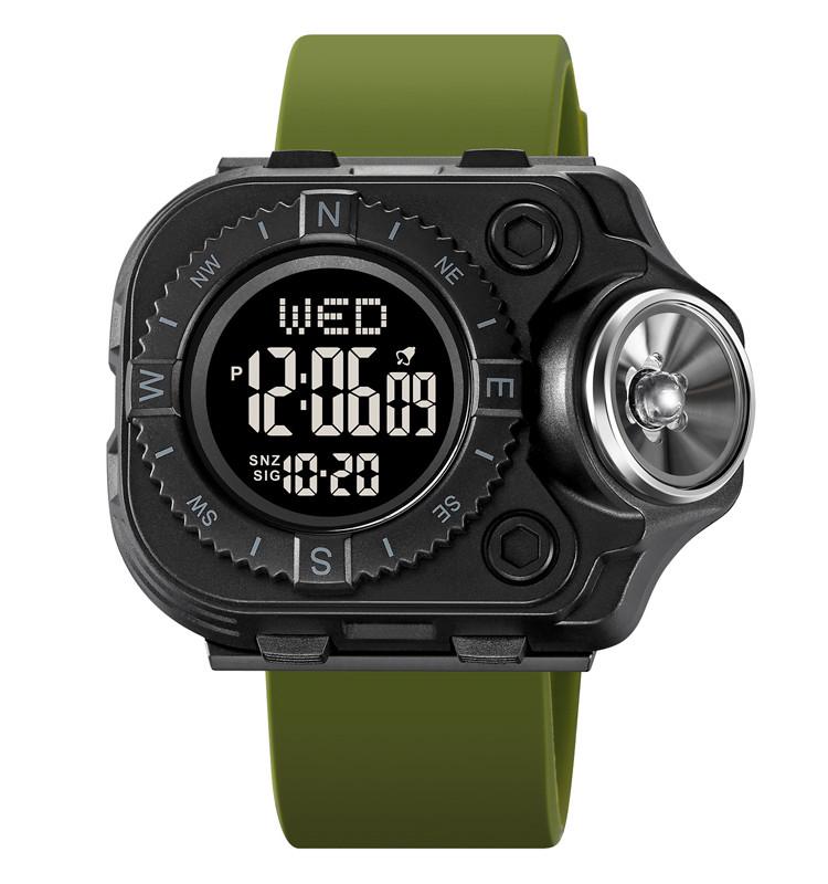 Часы наручные с фонариком Skmei 2187 Army Green Black (18444)