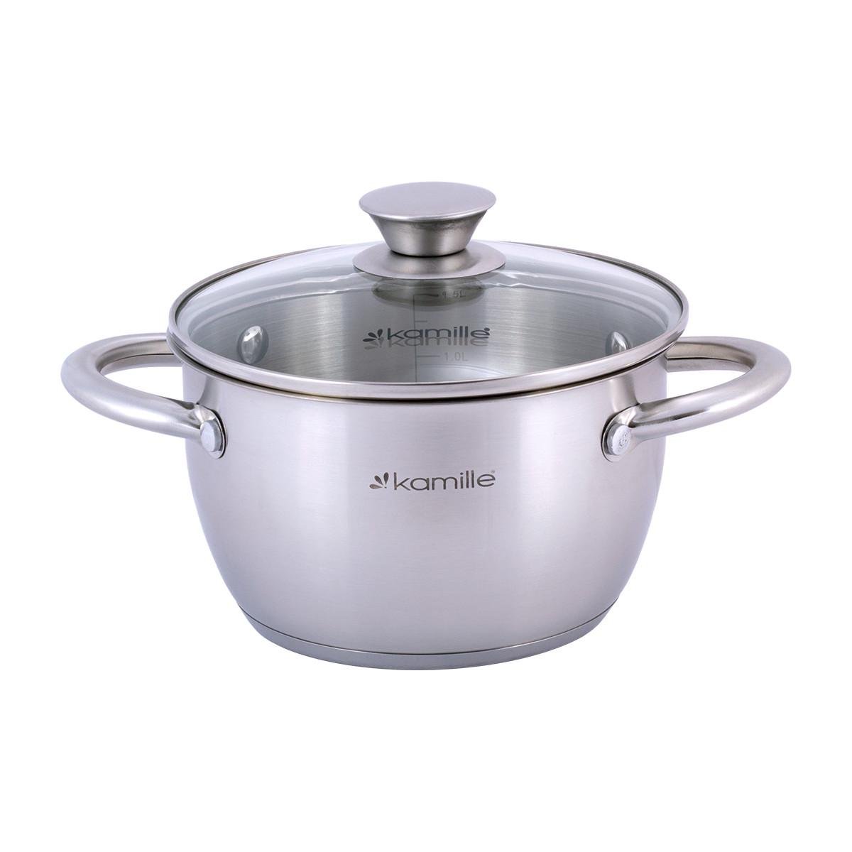 Набір каструль із кришками Kamille КМ-4905 із нержавіючої сталі з 6 предметів Сталевий (150-84-4905) - фото 2 Набір каструль із кришками Kamille КМ-4905 із нержавіючої сталі з 6 предметів Сталевий (150-84-4905) - фото 2
