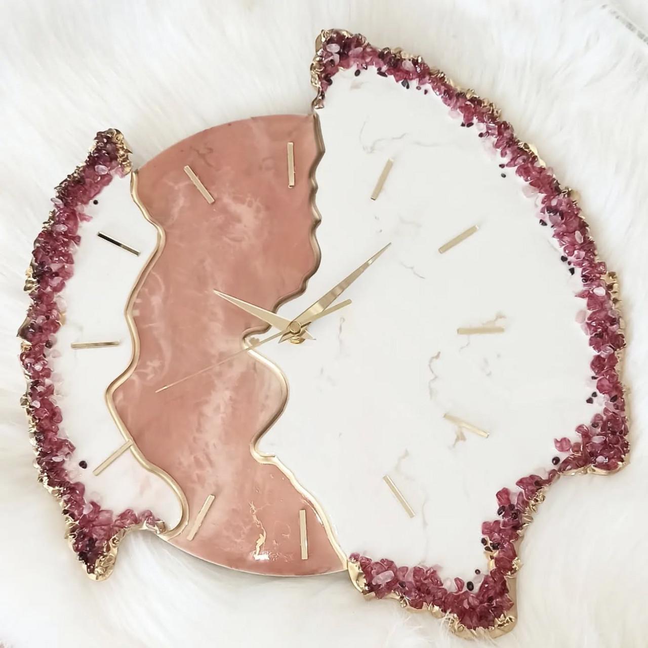 Часы объемные настенные из эпоксидной смолы Лепестки 100 см