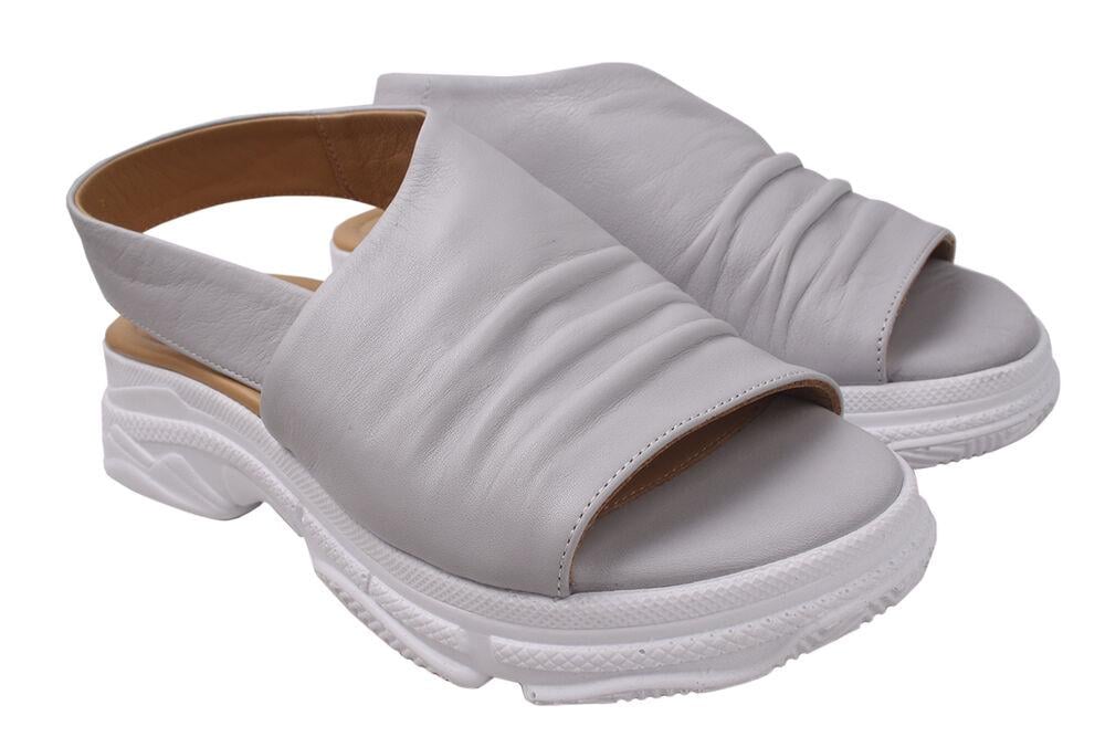 Босоножки женские Aquamarin на платформе из кожи р. 36 Серый (1726-20LBC)