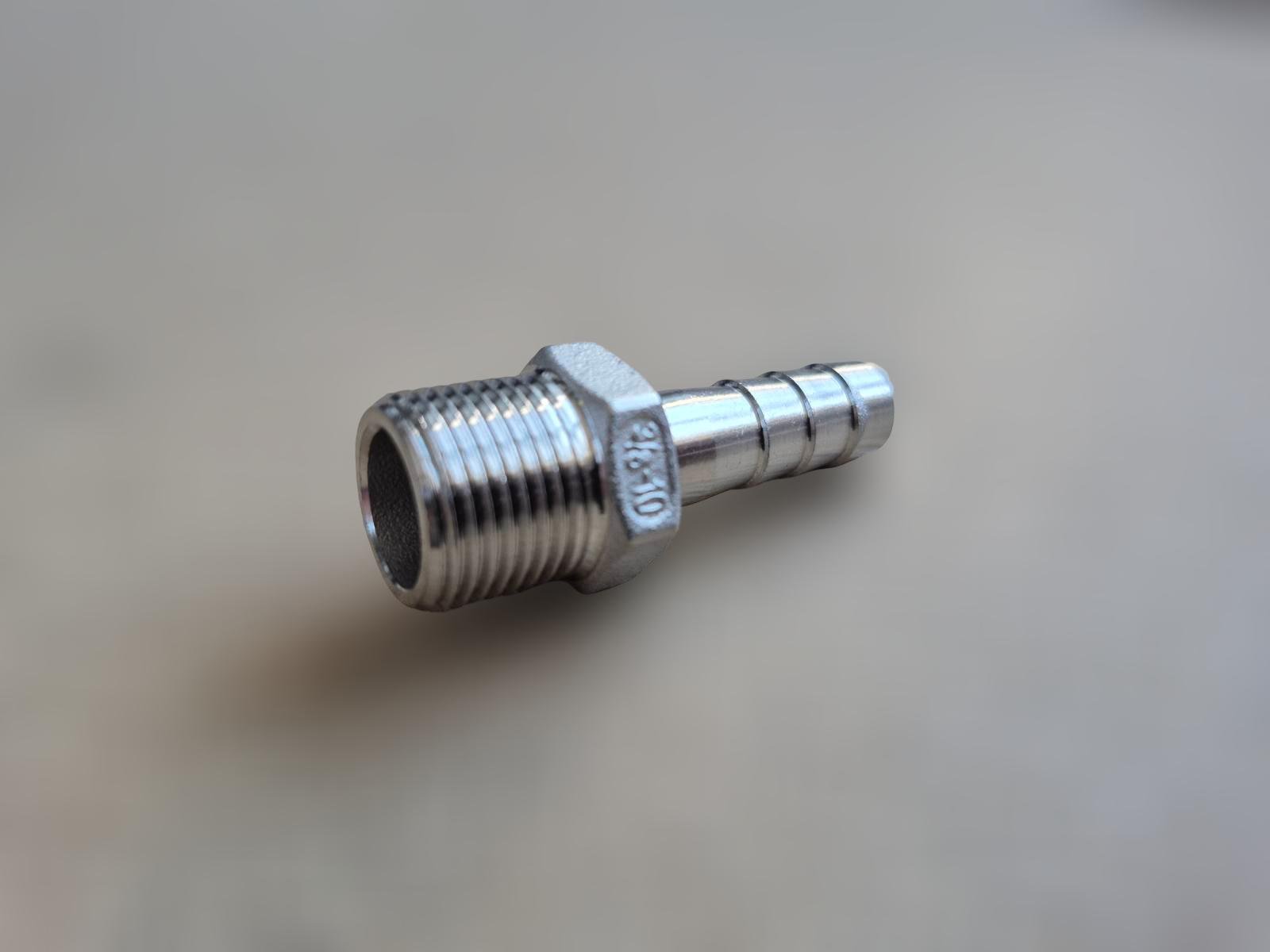 Штуцер шланговий різьбовий DN10 AISI304 BSPP Class-150 ялинка н/ж сталь 10 мм 3/8" (29203310) - фото 2