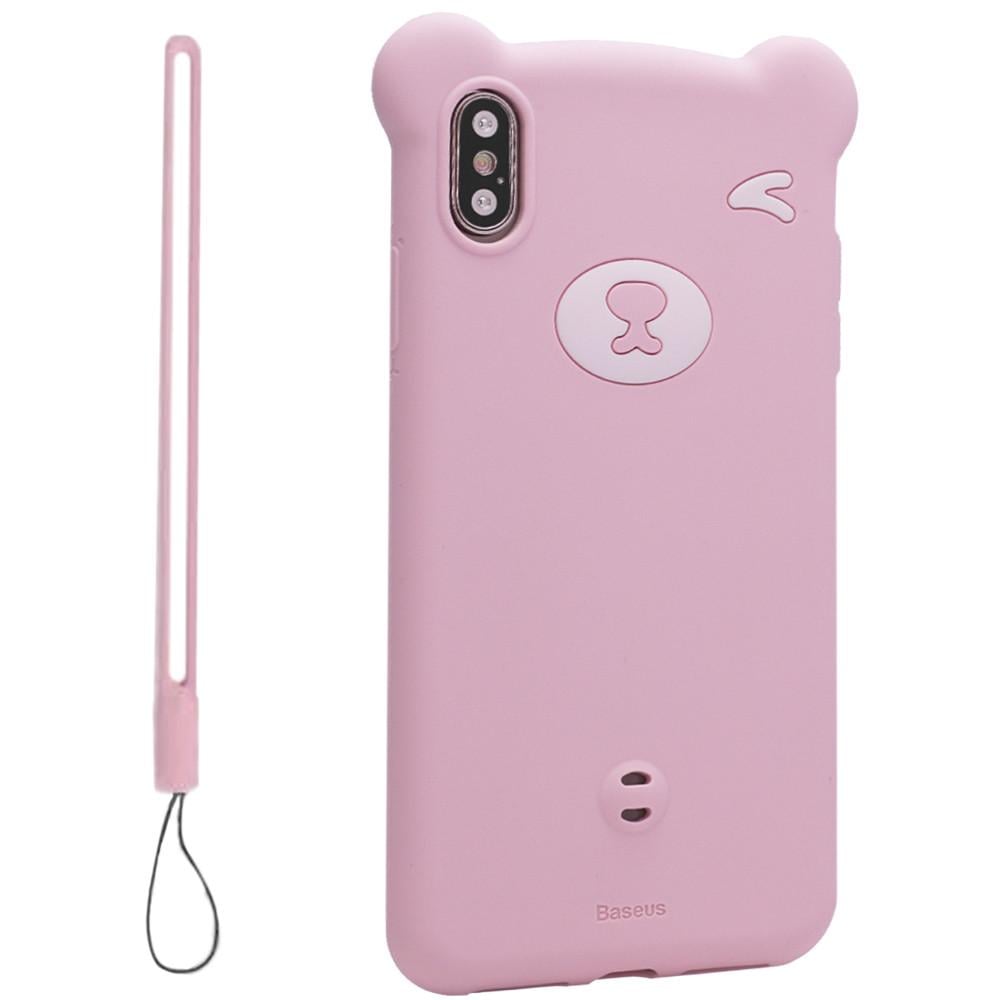 Чохол для Apple iPhone Xs Max Baseus Bear Silicone Series Pink