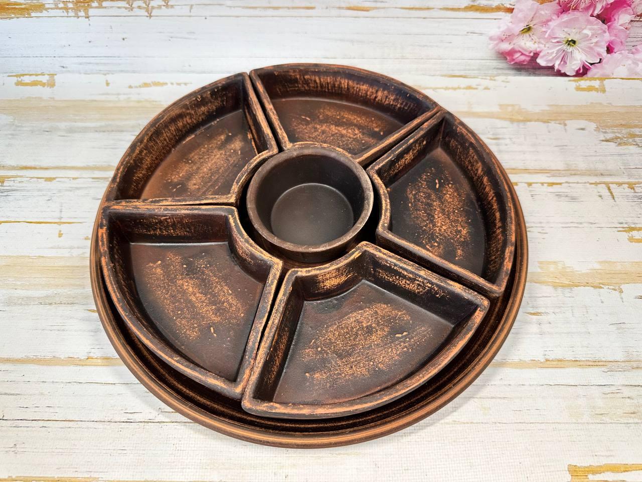 Менажница глиняная для подачи закусок 30 см (1986079996) - фото 4 Менажница глиняная для подачи закусок 30 см (1986079996) - фото 4