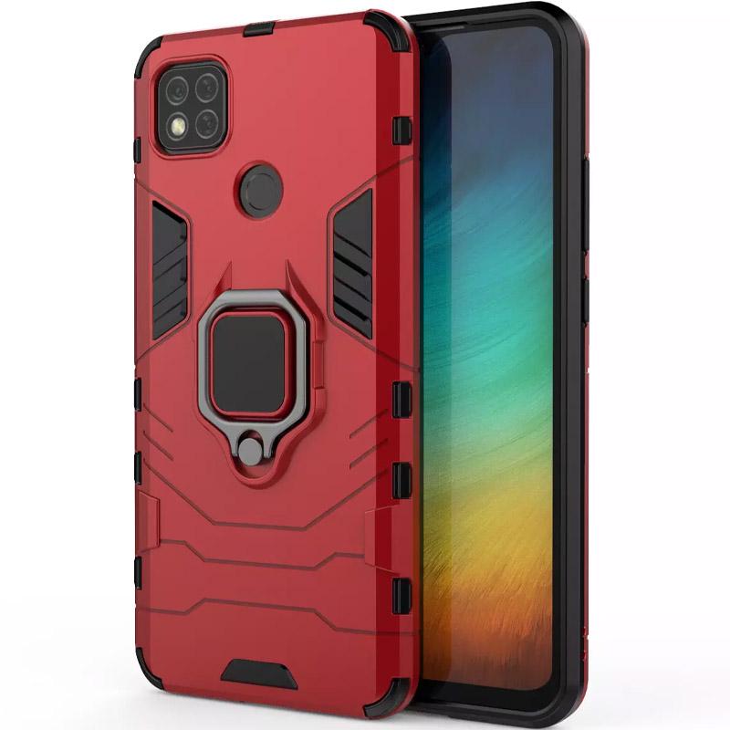 Ударопрочный чехол Transformer Ring for Magnet для Xiaomi Redmi 9C Красный/Dante Red - фото 1