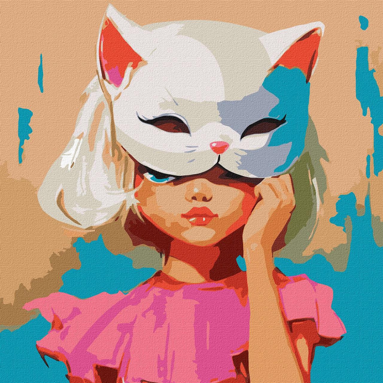 Картина по номерам Ideyka Девушка с маской 50х50 см