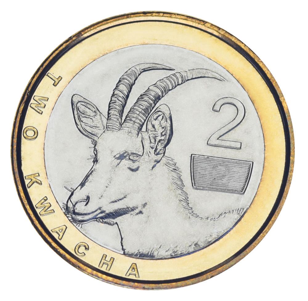 Коллекционная монета Замбия 2 квача 2024 Биметалл UNC Антилопа (М22339)