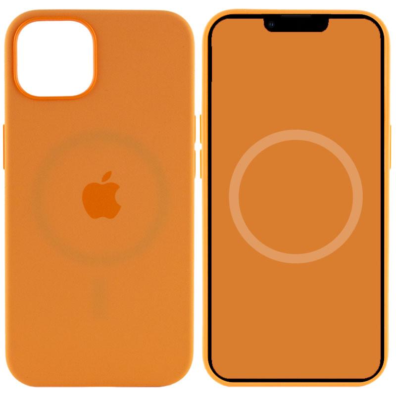 Противоударный чехол Silicone case AAA full with Magsafe and Animation для Apple iPhone 13 6.1" Оранжевый/Marigold
