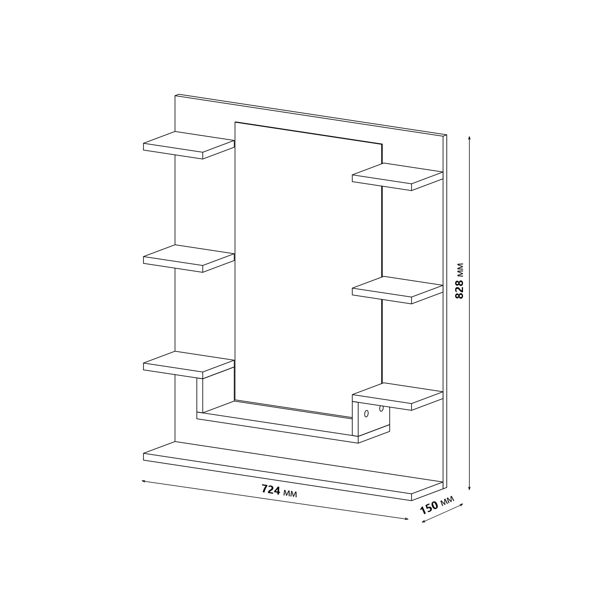 Зеркало настенное с полками NT-3 724х150х828 мм Венге Магия - фото 2