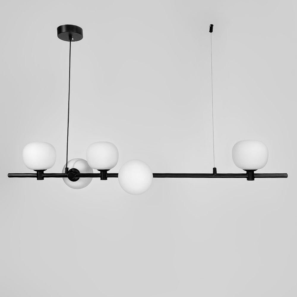 Люстра на 5 белых плафонов в удлиненном корпусе 100 см Черный (F85/5 BK/WT)