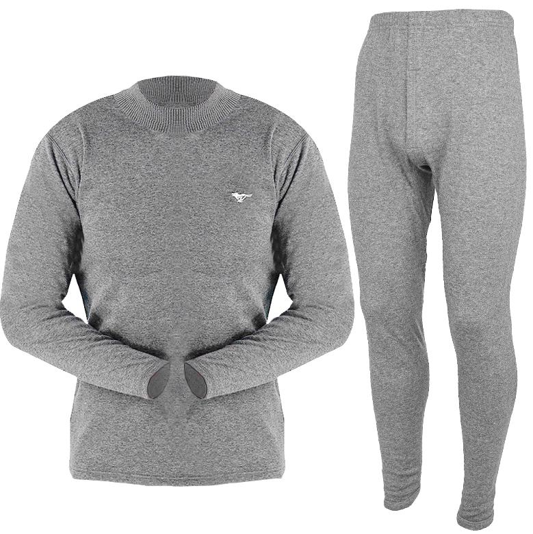 Термобелье мужское хлопковое с плотным мехом комплект кальсоны и кофта -5-25°С 2 XL Светло-серый
