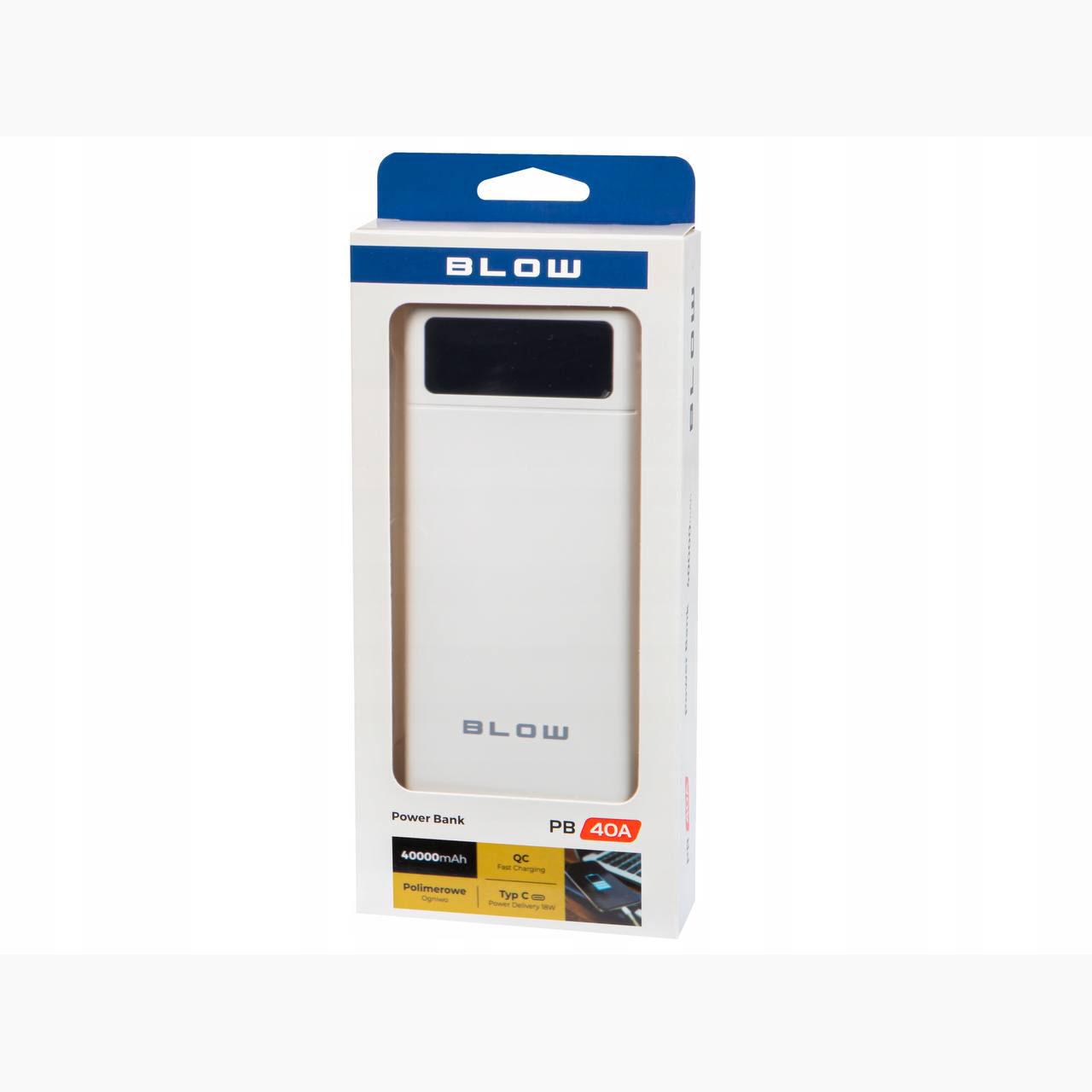 Повербанк BLOW 40000 mAh 2xUSB USB-C QC 3.0 PD 20 W White - фото 9