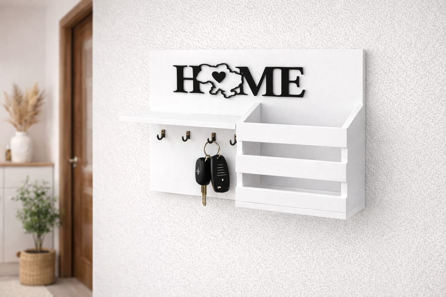 Ключниця настінна з полицею та ящиком 30х20 см Білий
