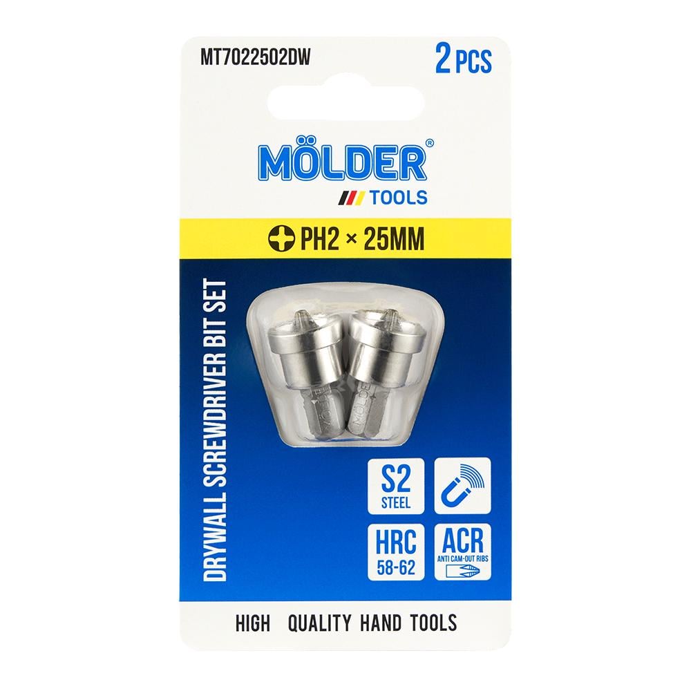Набор бит Molder с ограничителем для гипсокартона PH2x25мм 2 шт. (MT7022502DW)