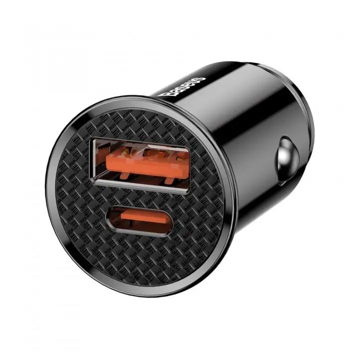 Зарядний пристрій автомобільний Baseus Circular Plastic A+C 30 W PPS Car Charger Black (05943)