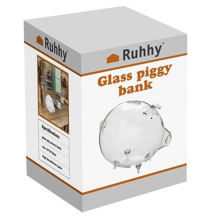 Копилка cтеклянная Ruhhy для монет в виде свиньи (22588) - фото 7