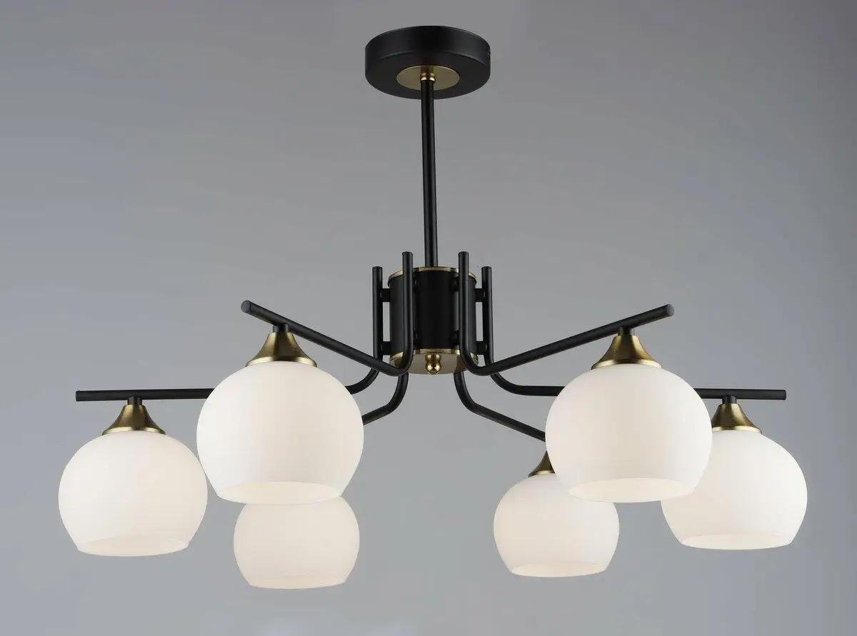 Люстра потолочная Valeso на шесть матовых плафонов Е27 IP20 N6616/6 Черный/Медный (28688011)