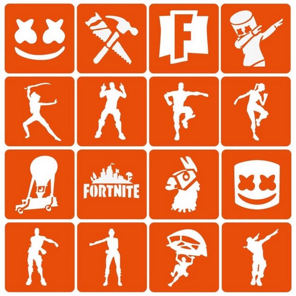 Набір трафаретів для біо-тату Fortnite (Fortnite_simple-16)