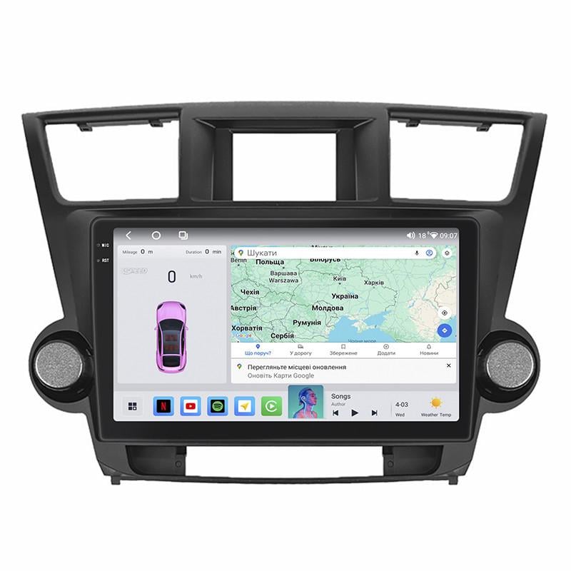 Автомагнитола Lesko для Toyota Highlander II U40 2007-2010 4/64 QLED CarPlay 4G Wi-Fi GPS 360 Prime 10" (22391561)