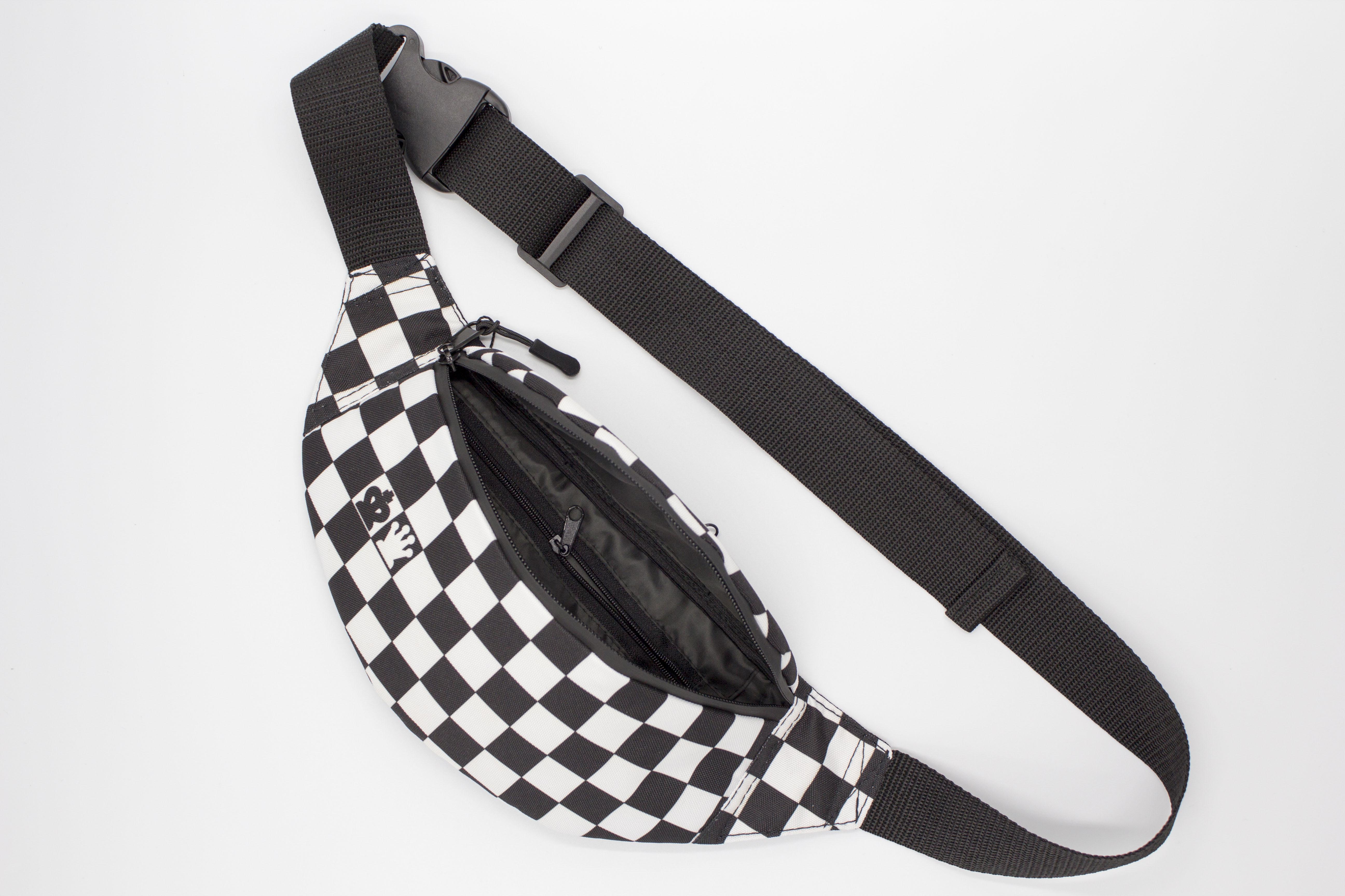 Сумка бананка Клітинка Чорний (BT-037) - фото 2 Сумка бананка Клітинка Чорний (BT-037) - фото 2