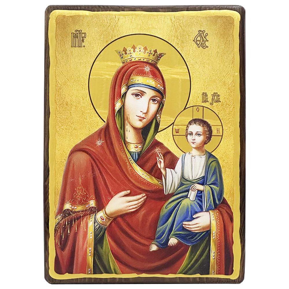 Икона деревянная Богородица Иверская 20x28 см (4823-20x28)
