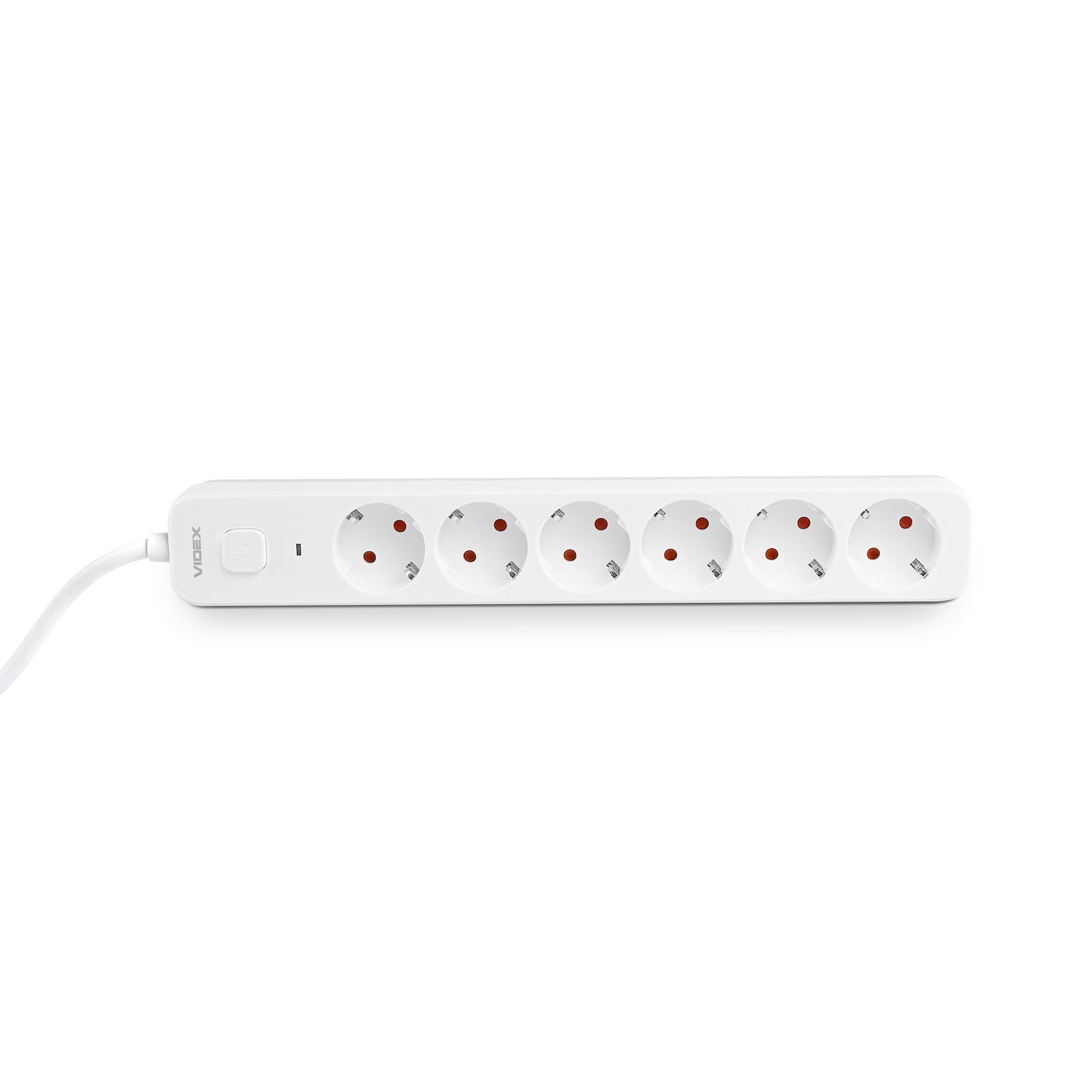 Удлинитель сетевой Videx ONCORD з/з 6п 3 м 3x1,5 мм с кнопкой VF-PD63G-W White (27691) - фото 4