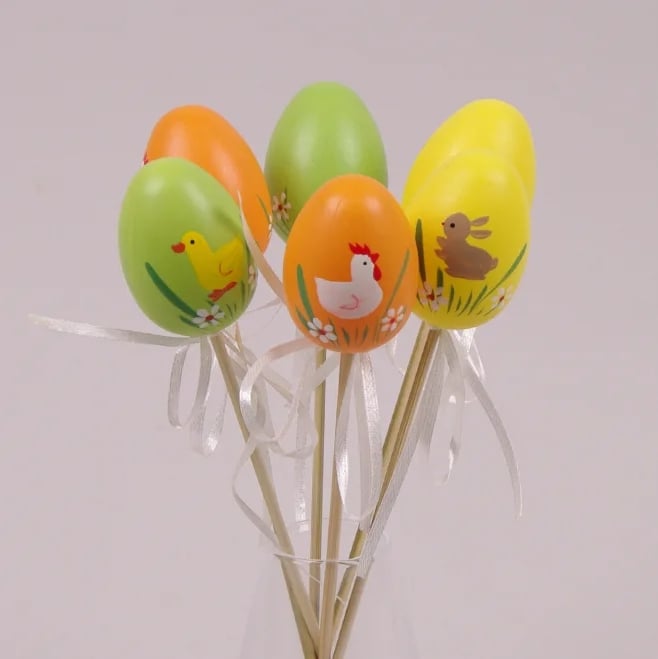 Декорация пасхальная на пике Flora Писанка микс 6 шт. (44029)