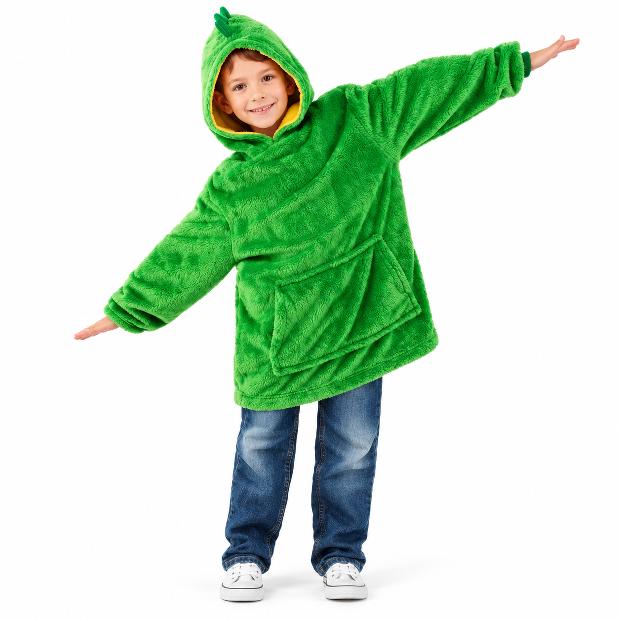 Плед-худи детский Huggle Pets Hoodie 2в1 с капюшоном и игрушка-подушка до 140 см Зеленый (MX-00007383Z)